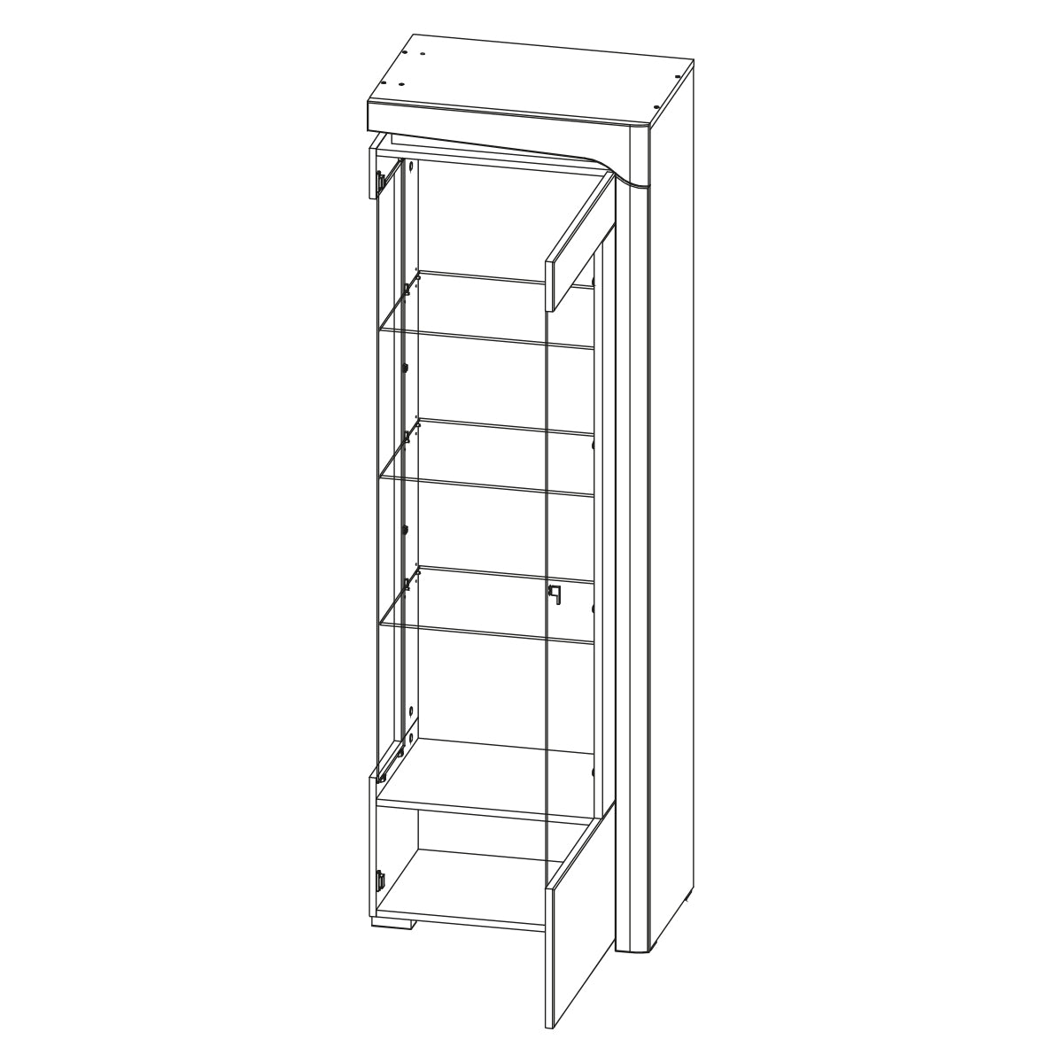 Vitrine 1 porte ouverture droite LED inclus Teo Blanc et Bois - vue 5