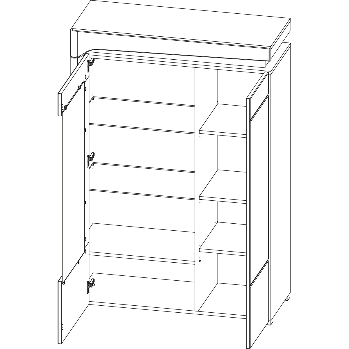 Vaisselier 2 portes gauche LED inclus Teo Blanc et Bois - vue 4