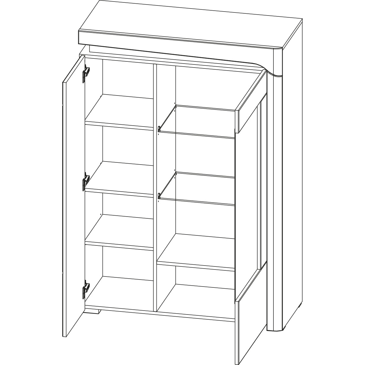 Vaisselier 2 portes droite LED inclus Teo Blanc et Bois - vue 5