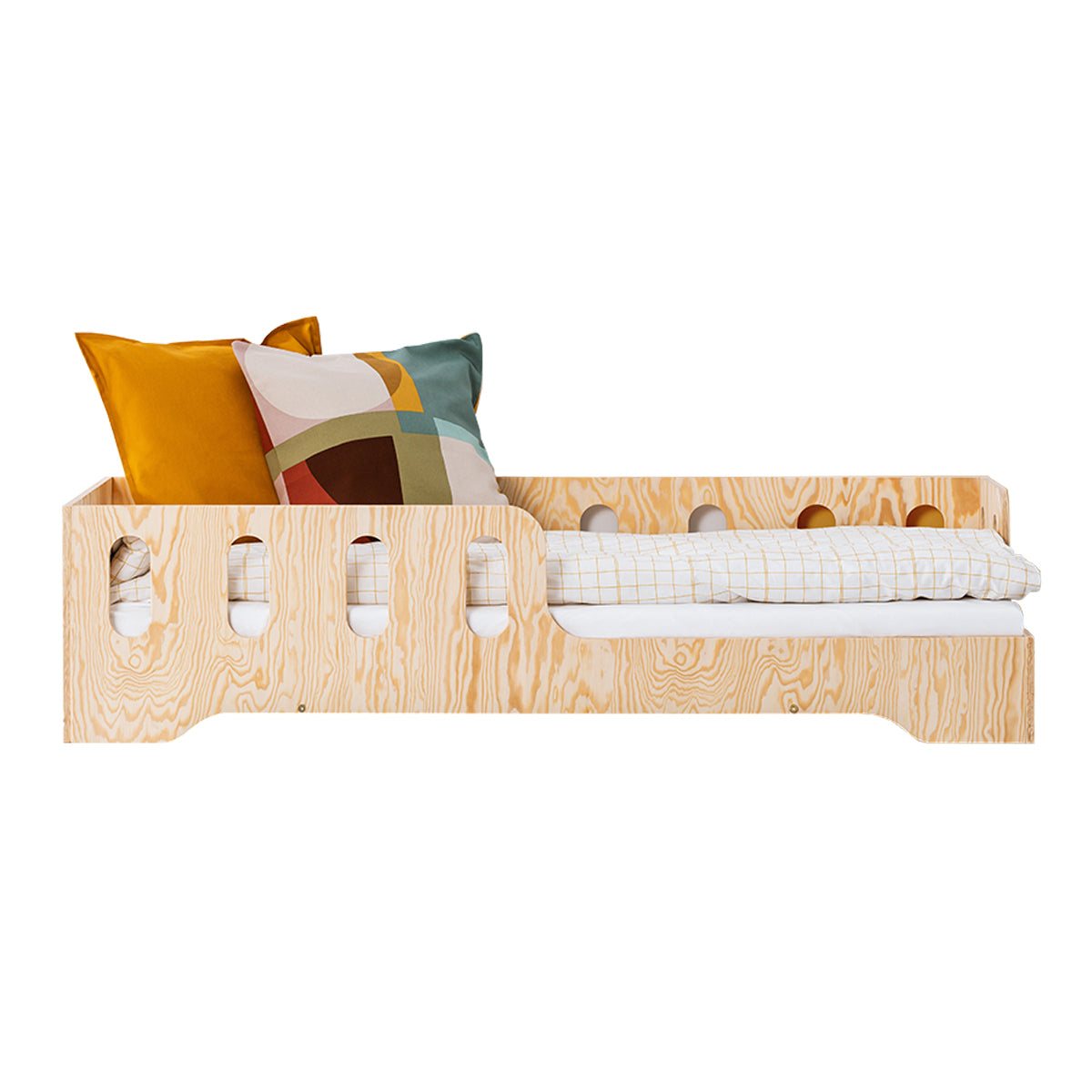 Lit 90x200 entrée droite sommier inclus Estelle Bois - vue 2