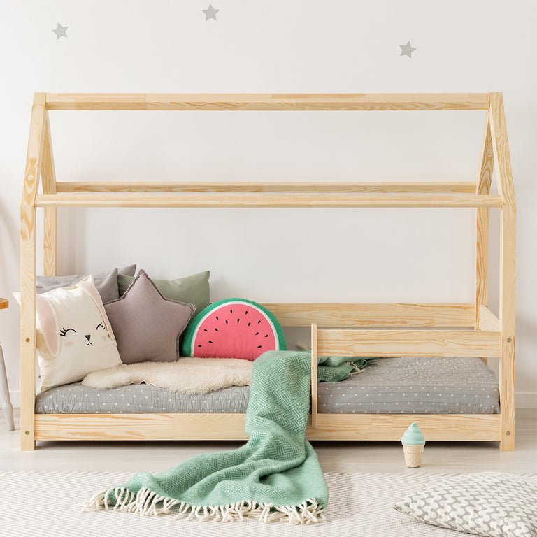 Lit cabane 90x200 sommier inclus Ilona Bois