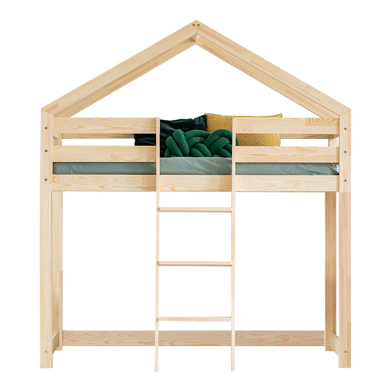 Lit cabane mi-hauteur 70x140 sommier inclus Jeanne Bois - vue 2