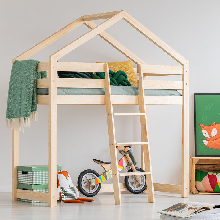 Lit cabane mi-hauteur 70x140 sommier inclus Jeanne Bois - vue 3