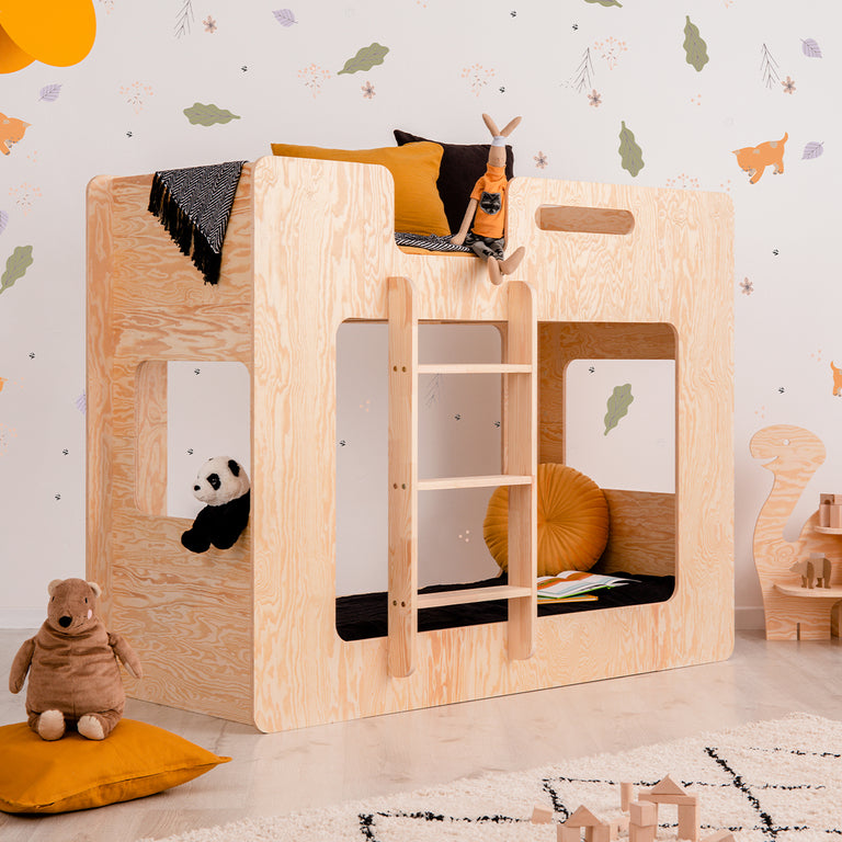 Lit superposé 90x200 échelle à gauche sommier inclus Mélissa Bois - vue 3