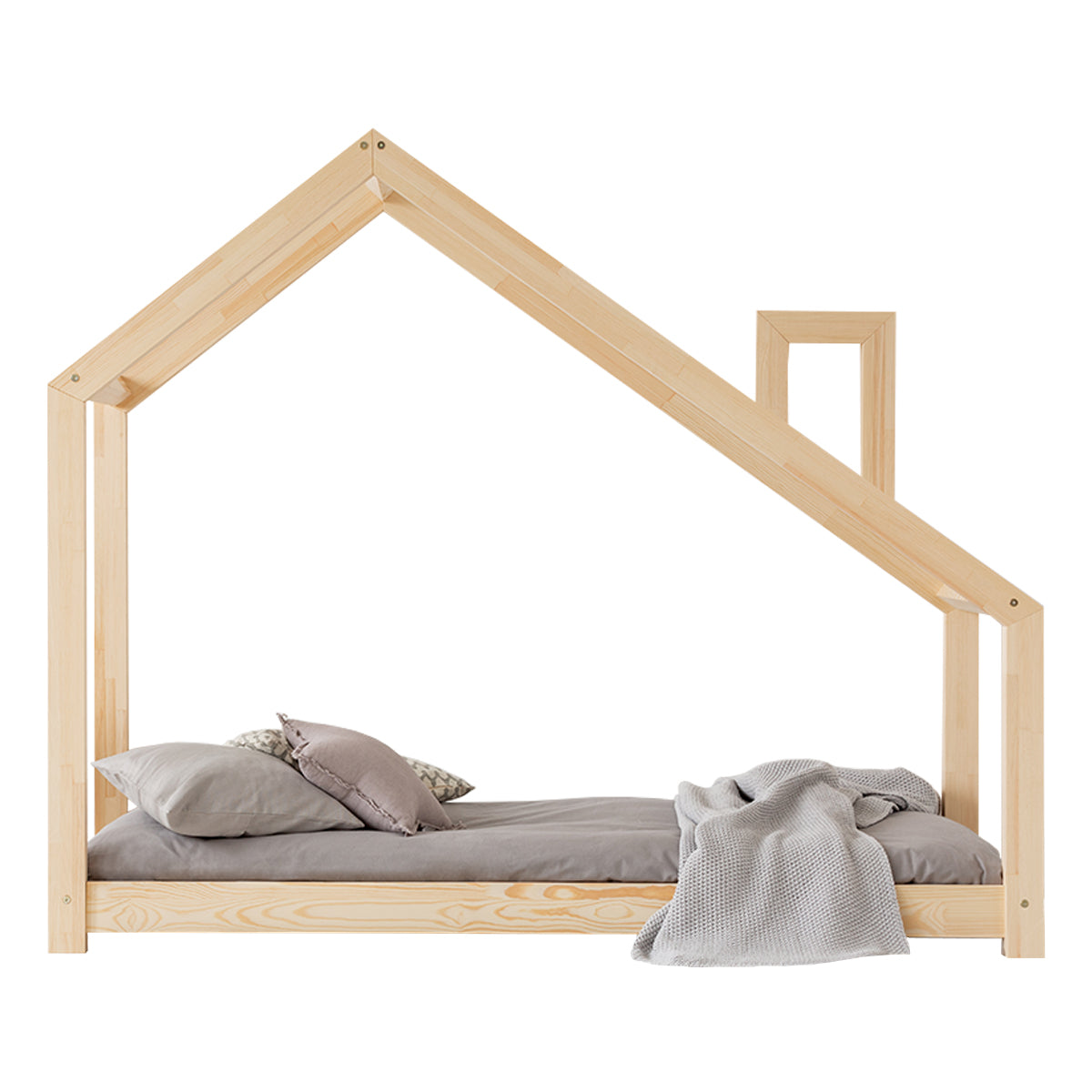 Lit cabane 90x200 sommier inclus Nathan Bois - vue 2