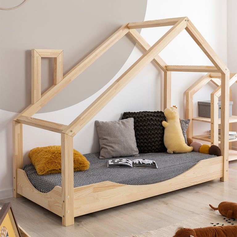 Lit cabane 90x190 sommier inclus Sonia Bois - vue 3