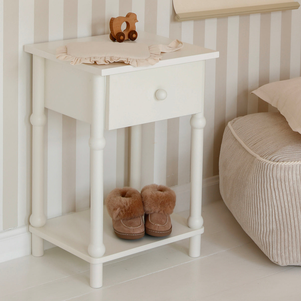 Chevet 1 tiroir Wood Luck Babushka Blanc - vue 3