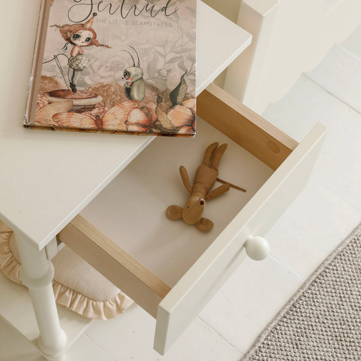 Chevet 1 tiroir Wood Luck Babushka Blanc - vue 5