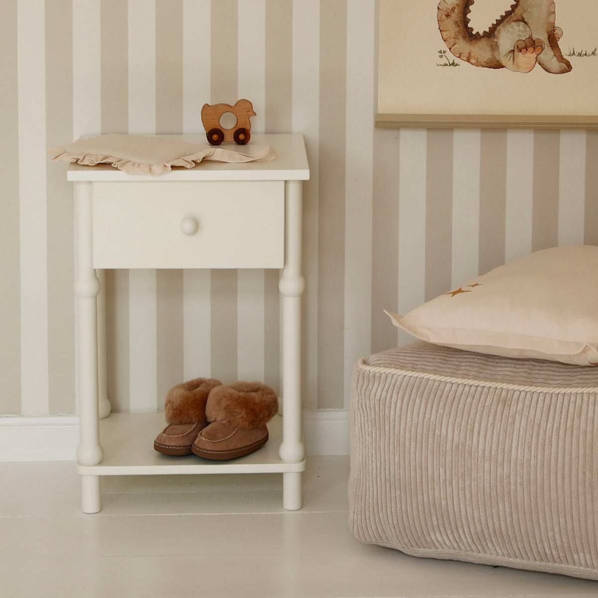 Chevet 1 tiroir Wood Luck Babushka Blanc - vue 7