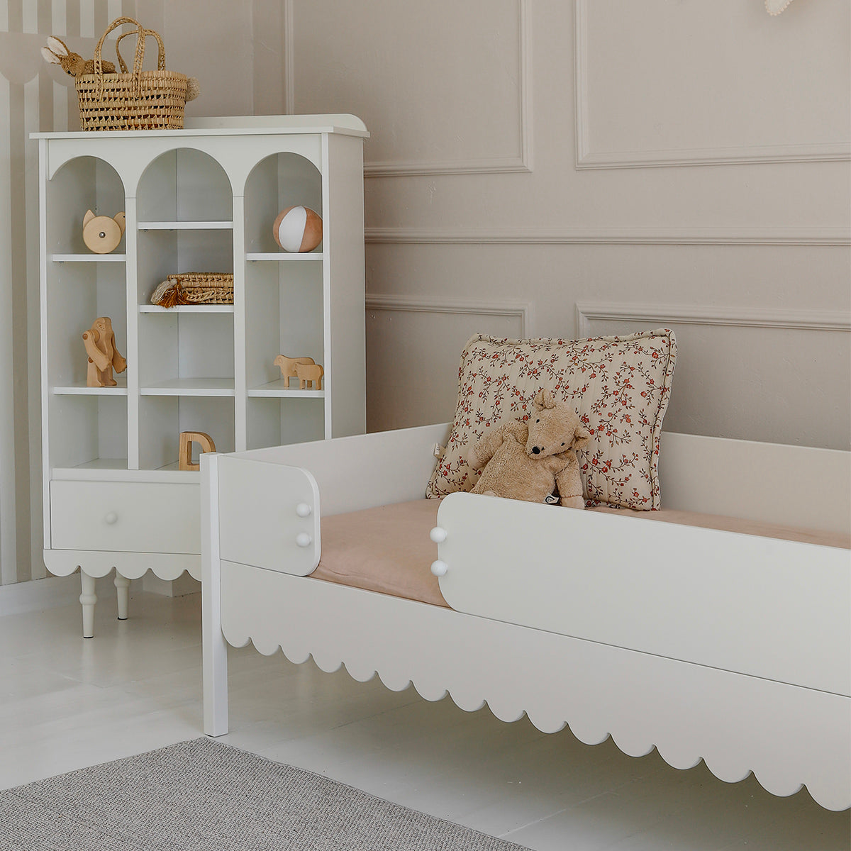 Lit 90x200 barrière et sommier inclus Wood Luck Babushka Blanc - vue 4