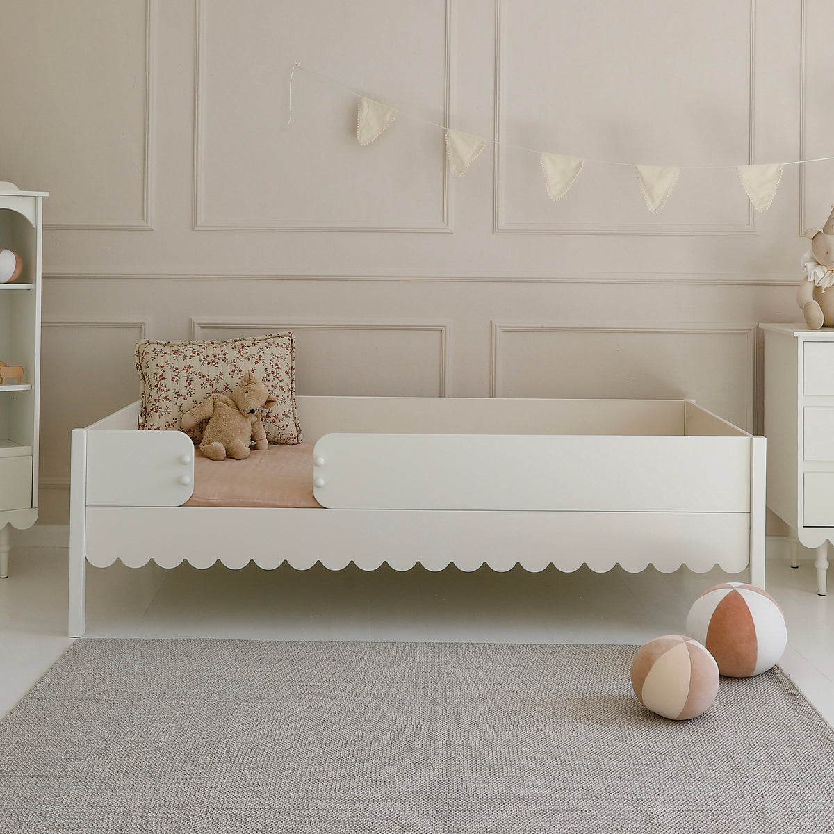 Lit 90x200 barrière et sommier inclus Wood Luck Babushka Blanc - vue 3