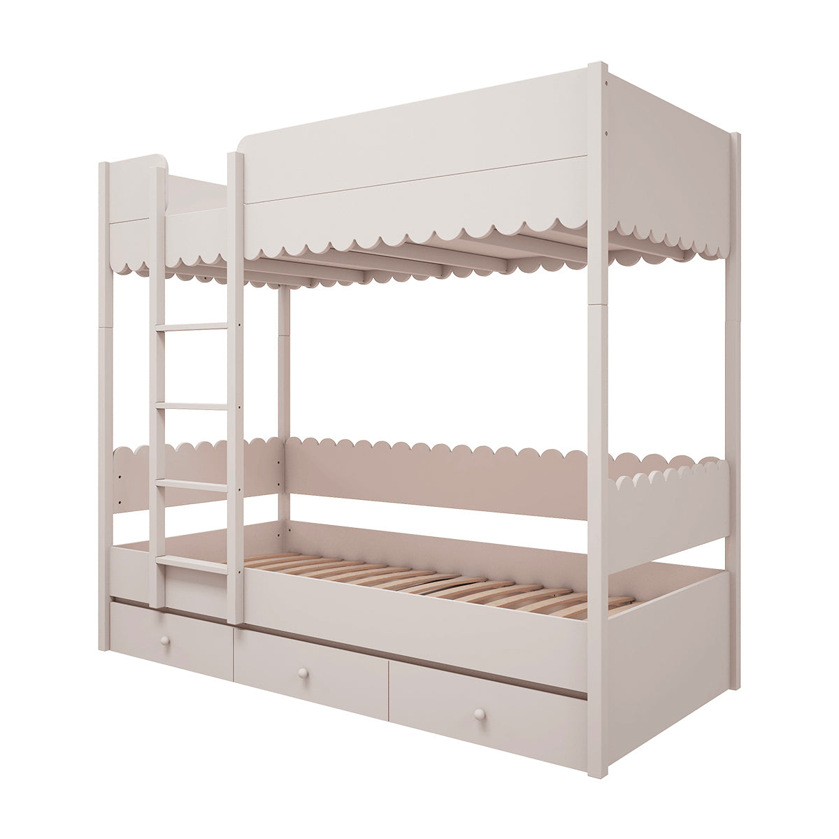 Lit superposé 90x200 sommiers et tiroir inclus Wood Luck Babushka Blanc