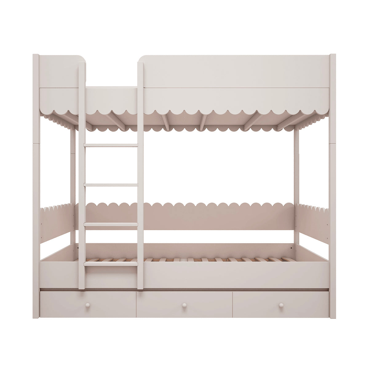 Lit superposé 90x200 sommiers et tiroir inclus Wood Luck Babushka Blanc - vue 2