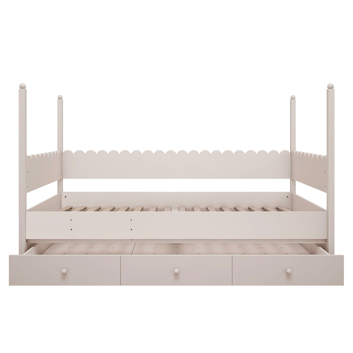 Lit superposé 90x200 sommiers et tiroir inclus Wood Luck Babushka Blanc - vue 3
