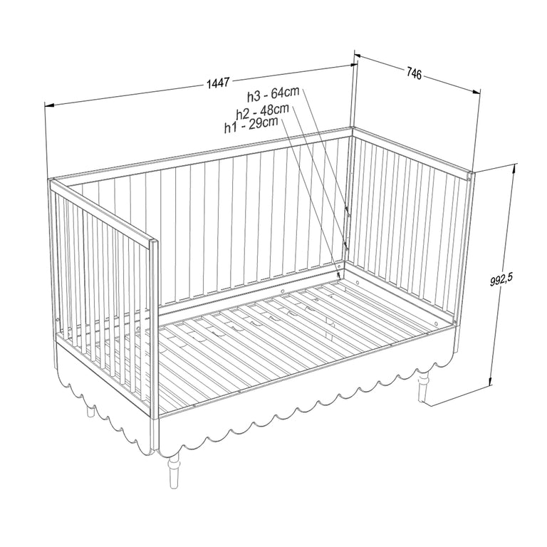 Lit évolutif 70x140 et commode 3 tiroirs Wood Luck Babushka Rose - vue 4