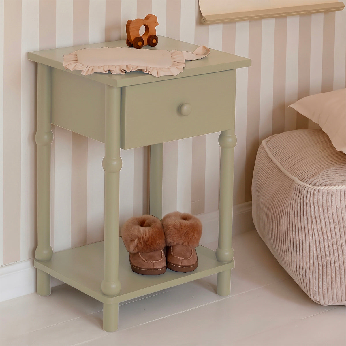 Chevet 1 tiroir Wood Luck Babushka Olive - vue 3