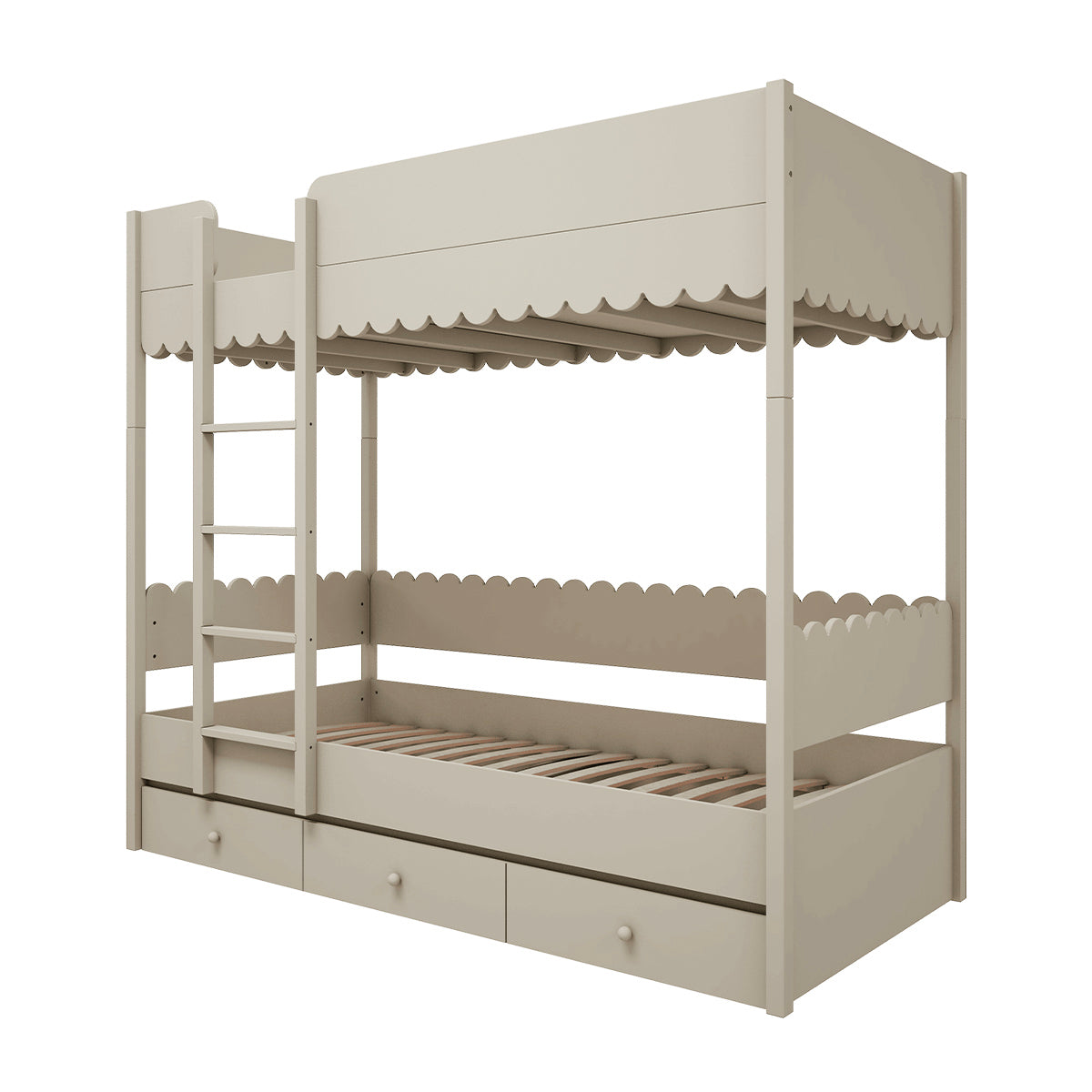Lit superposé 90x200 sommiers et tiroir inclus Wood Luck Babushka Olive