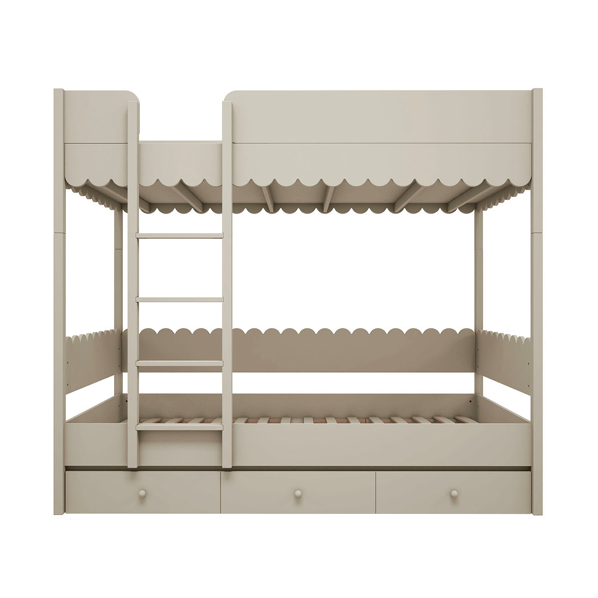 Lit superposé 90x200 sommiers et tiroir inclus Wood Luck Babushka Olive - vue 2