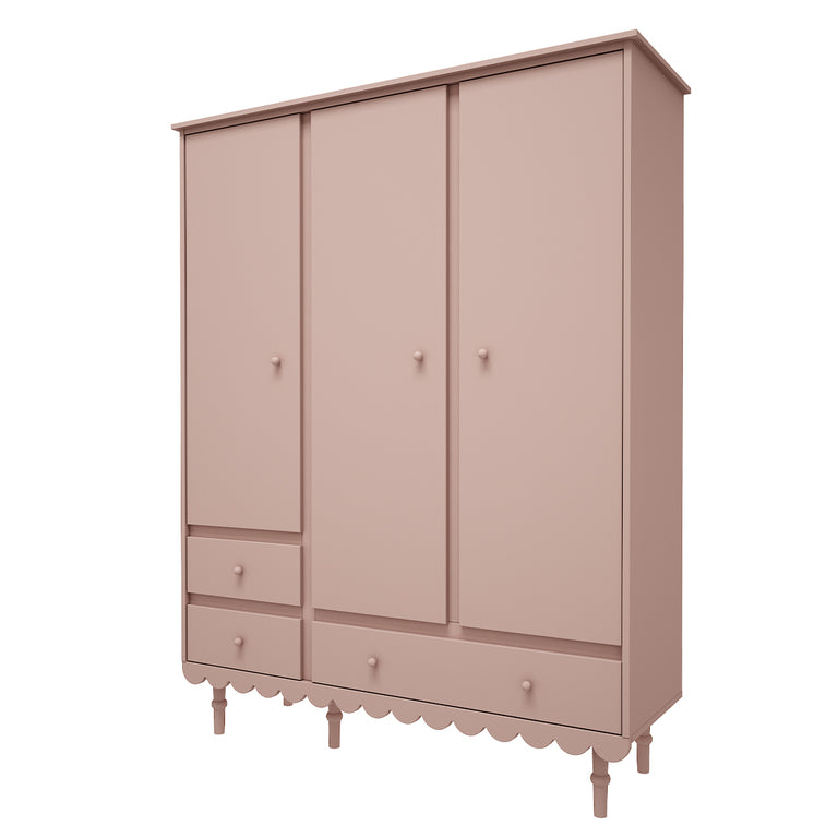 Armoire 3 portes 3 tiroirs Wood Luck Babushka Rose