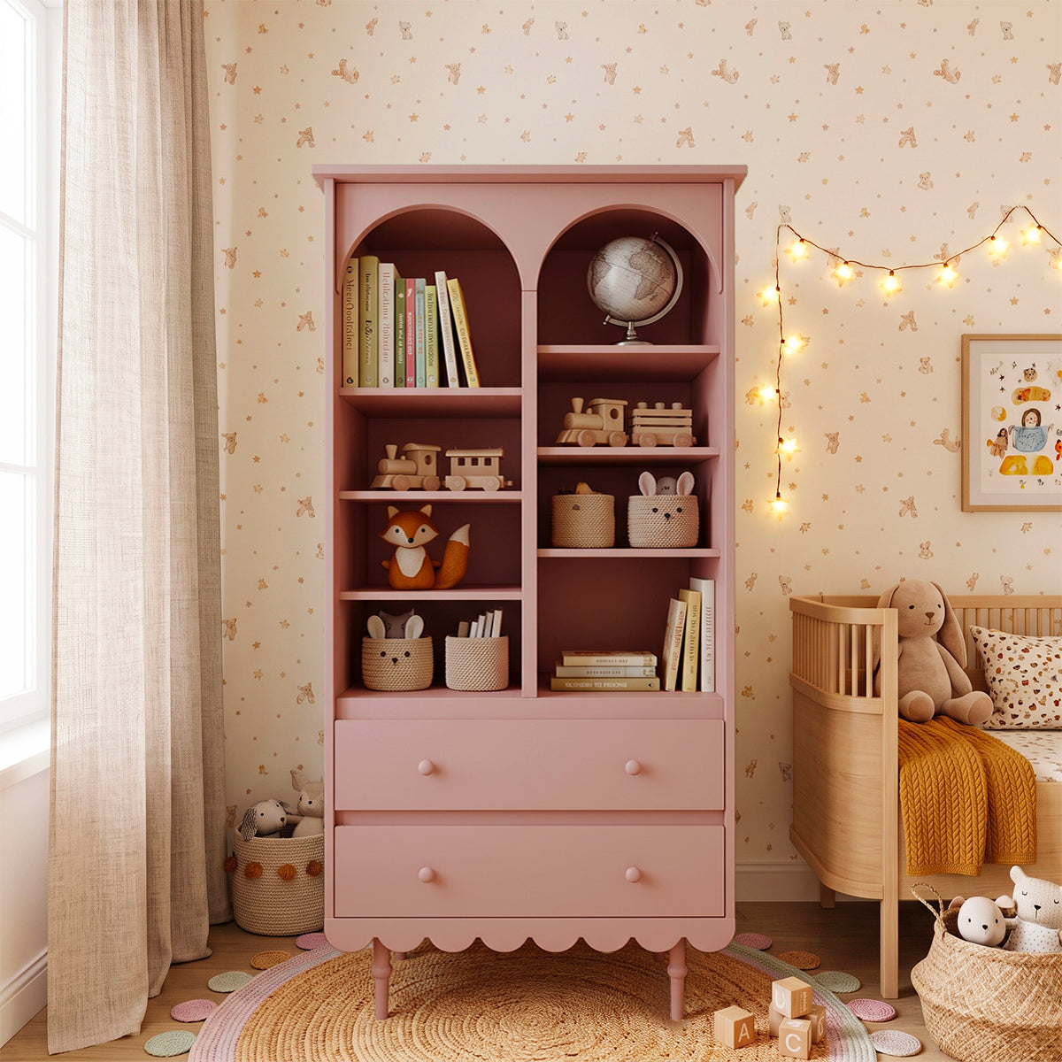 Bibliothèque 2 tiroirs Wood Luck Babushka Rose - vue 3