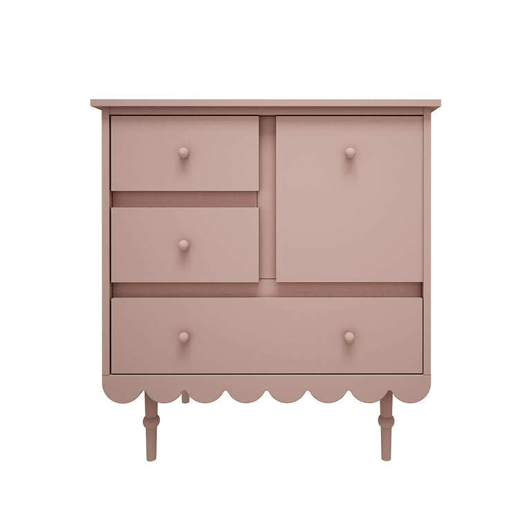 Commode 3 tiroirs 1 porte Wood Luck Babushka Rose - vue 2