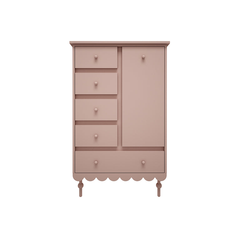 Commode 5 tiroirs 1 porte Wood Luck Babushka Rose - vue 2