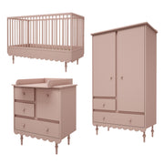 Chambre complète lit évolutif 70x140 commode à langer et armoire 2 portes Wood Luck Babushka Rose