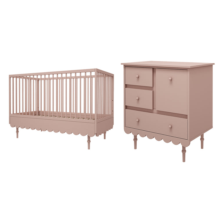Lit évolutif 70x140 et commode 3 tiroirs Wood Luck Babushka Rose