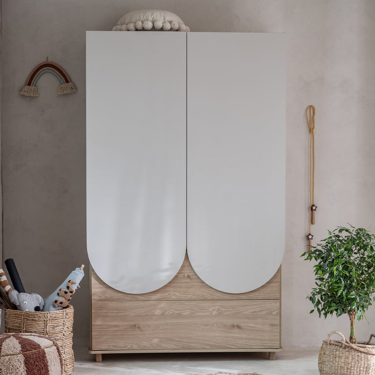 Commode 3 tiroirs et armoire 2 portes 2 tiroirs Wood Luck Bloom - Cachemire et Bois - vue 6