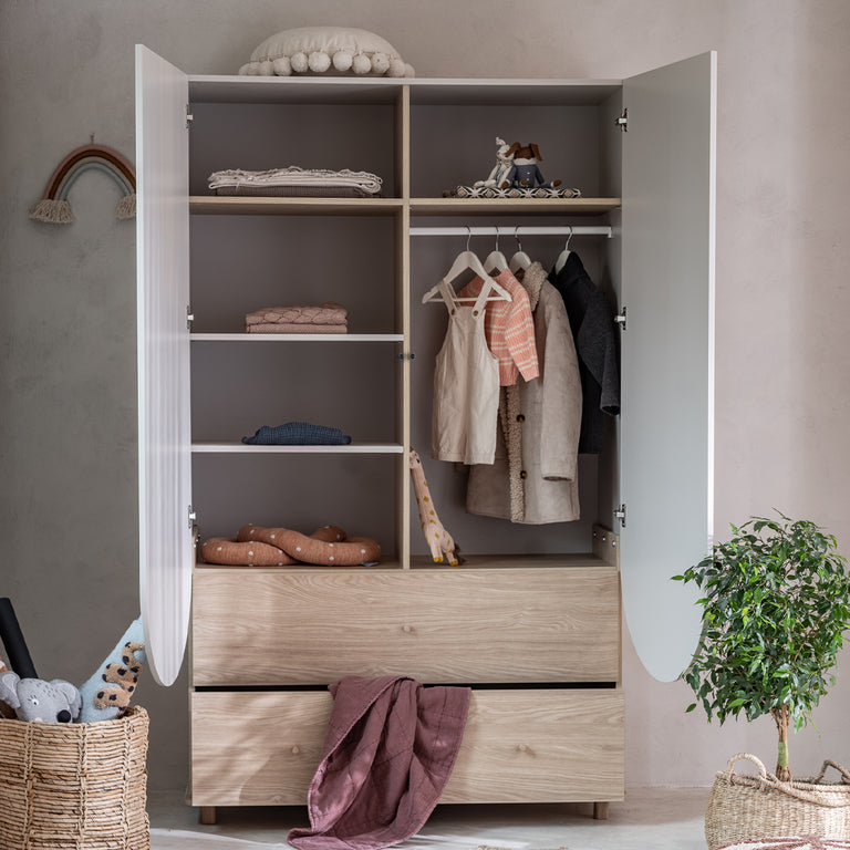 Commode 3 tiroirs et armoire 2 portes 2 tiroirs Wood Luck Bloom - Cachemire et Bois - vue 5