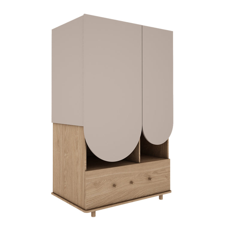 Armoire 2 portes 1 tiroir Wood Luck Bloom - Cachemire et Bois