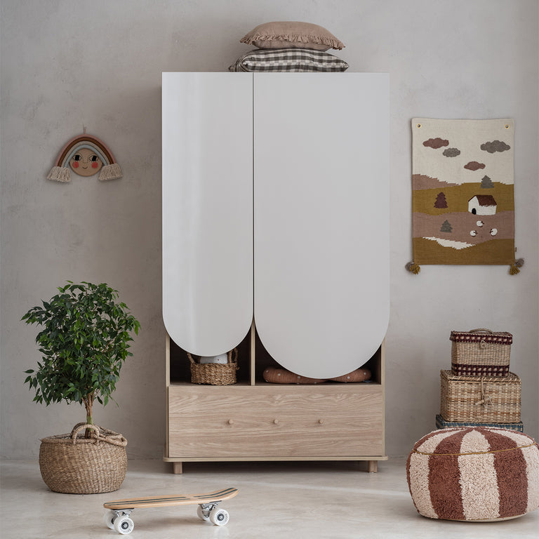 Commode 3 tiroirs et armoire 2 portes 1 tiroir Wood Luck Bloom - Cachemire et Bois - vue 6