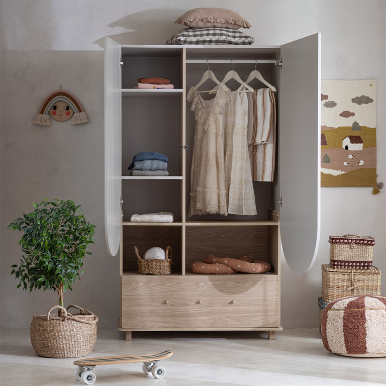 Commode 3 tiroirs et armoire 2 portes 1 tiroir Wood Luck Bloom - Cachemire et Bois - vue 5