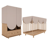 Lit évolutif 70x140 et armoire 2 portes 1 tiroir Wood Luck Bloom Cachemire et Bois