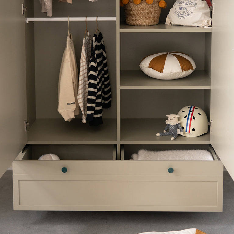 Armoire 2 portes 1 tiroir Wood Luck Gabriel - Vert Eucalyptus - vue 6