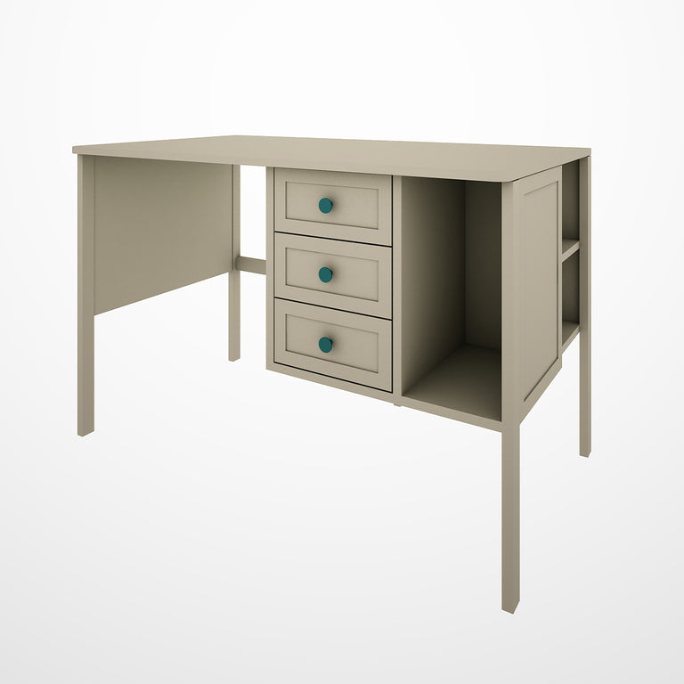Bureau 3 tiroirs Wood Luck Gabriel - Vert Eucalyptus - vue 3