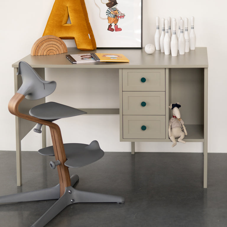 Bureau 3 tiroirs Wood Luck Gabriel - Vert Eucalyptus - vue 4
