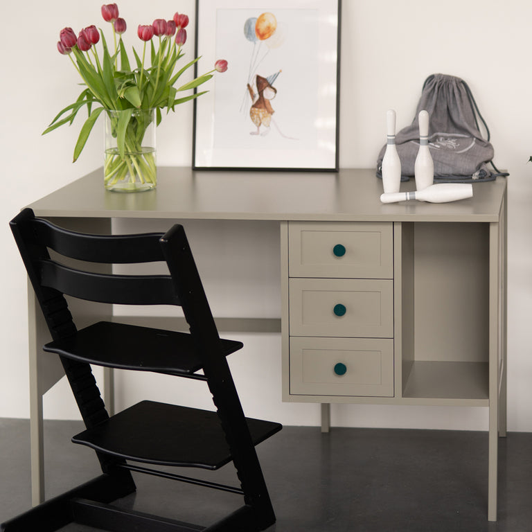 Bureau 3 tiroirs Wood Luck Gabriel - Vert Eucalyptus - vue 7