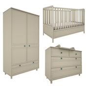 Chambre complète lit évolutif 70x140 commode à langer et armoire 2 portes Wood Luck Gabriel - Vert Eucalyptus