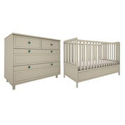 Lit évolutif 70x140 et commode 4 tiroirs Wood Luck Gabriel - Vert Eucalyptus