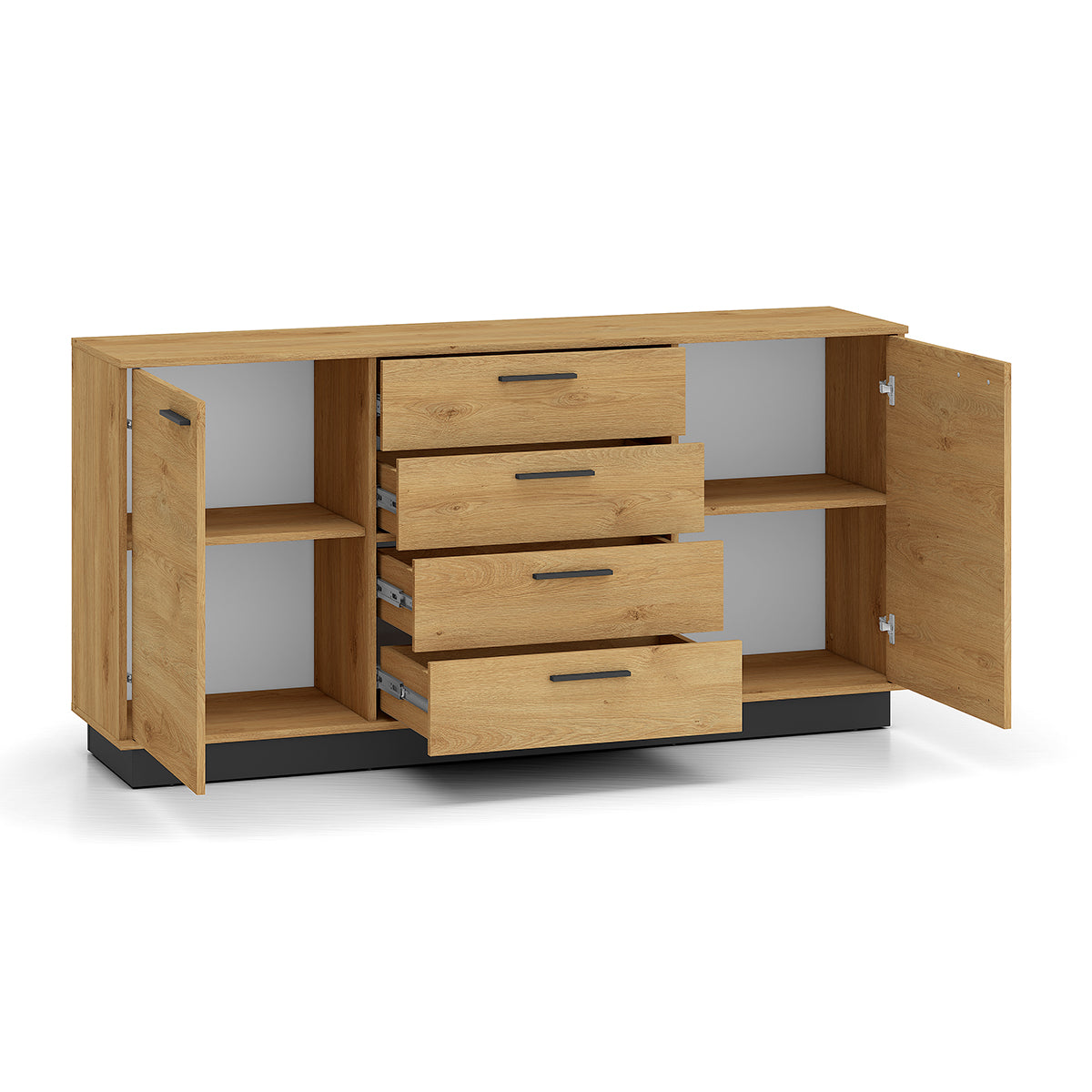 Buffet 2 portes 4 tiroirs Ysia Bois et Noir - vue 2