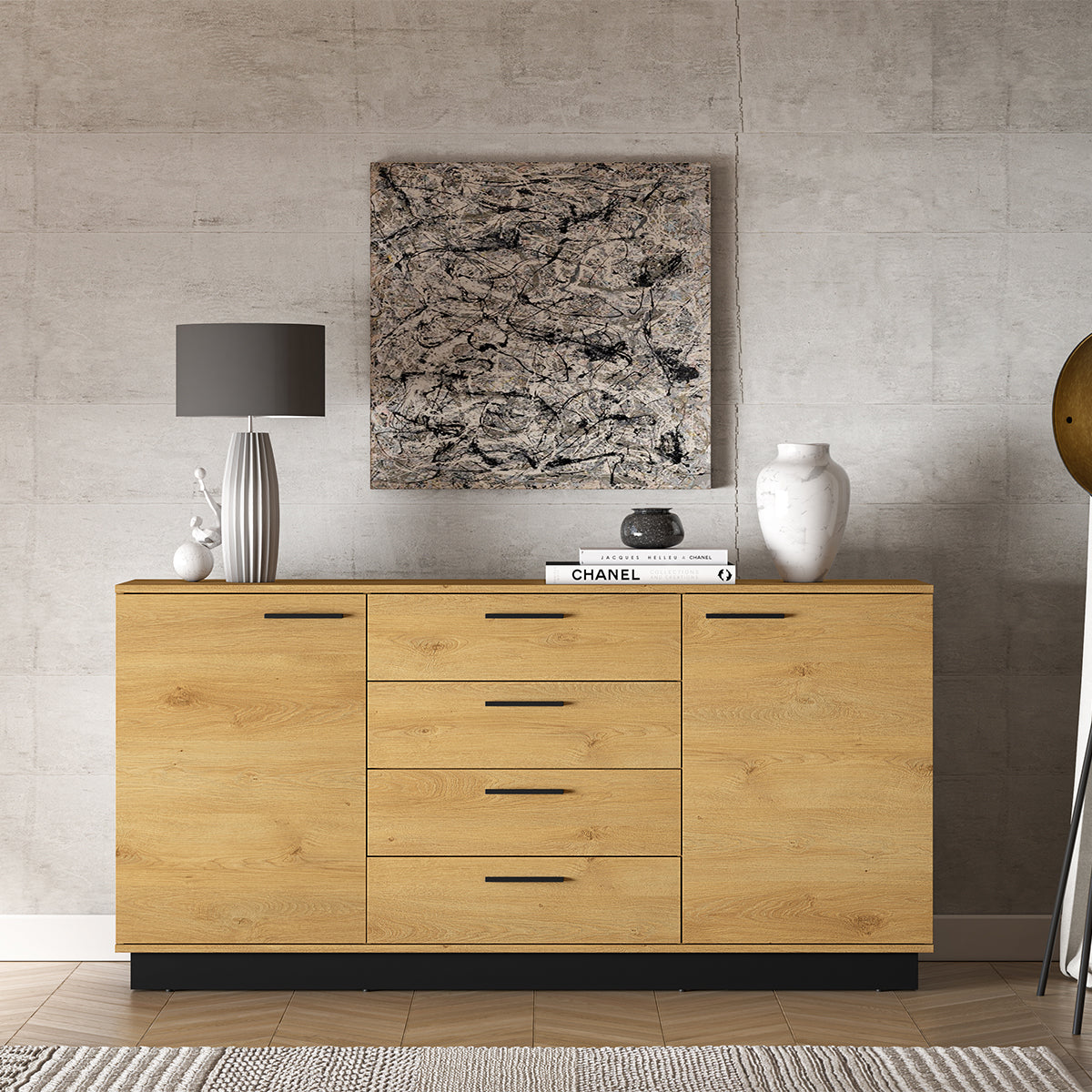 Buffet 2 portes 4 tiroirs Ysia Bois et Noir - vue 4