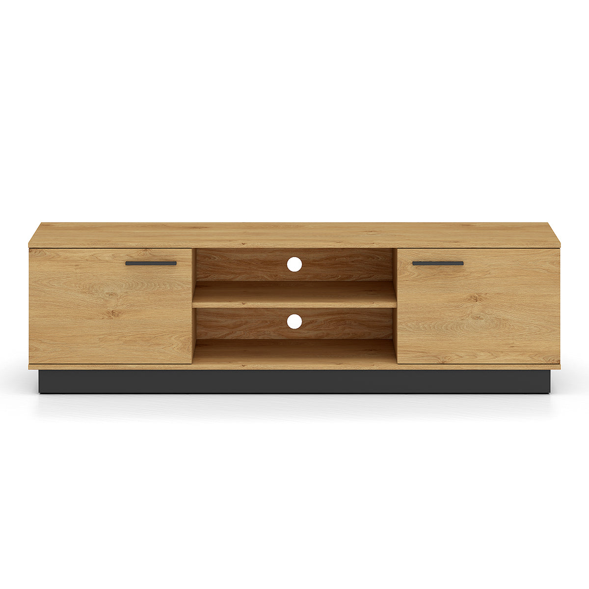 Meuble TV 2 portes 170 cm Ysia Bois et Noir - vue 3