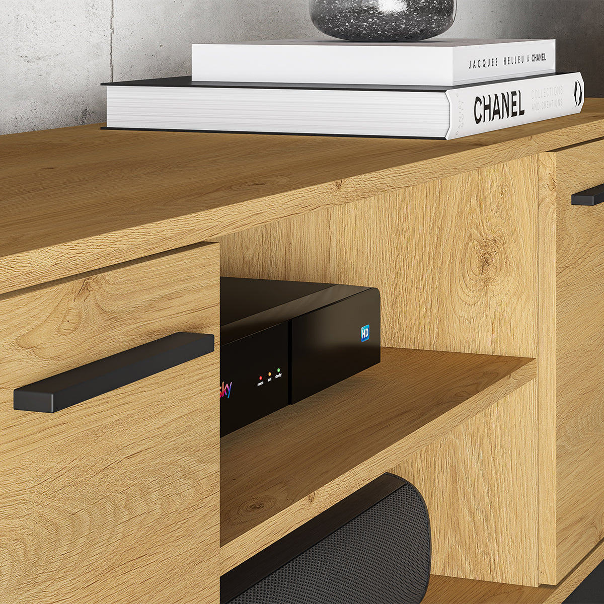 Meuble TV 2 portes 170 cm Ysia Bois et Noir - vue 6