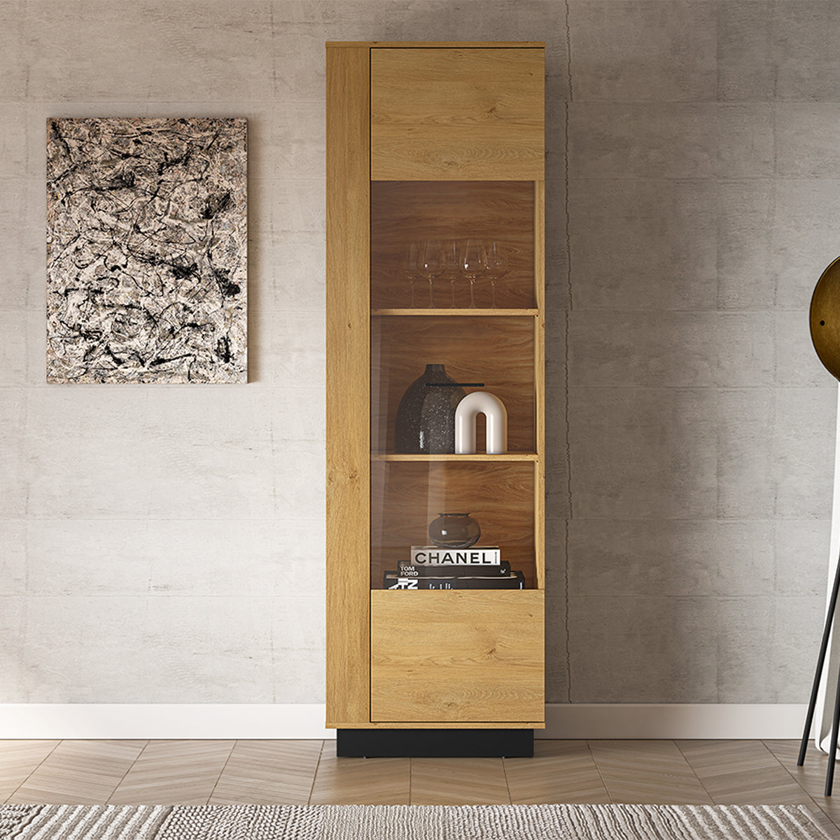 Vitrine 1 porte Ysia Bois et Noir - vue 4