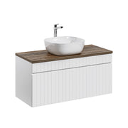 Meuble simple vasque 100cm Zelie Blanc et Bois