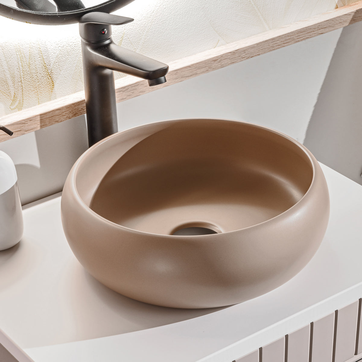 Meuble simple vasque 80cm 2 niches Zelie Cachemire et Bois - vue 5