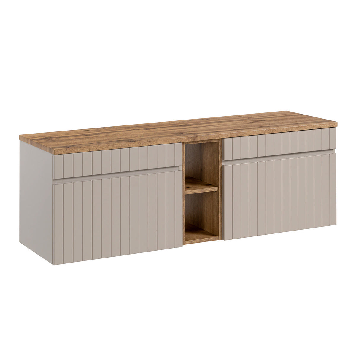 Meuble sous-vasque 140cm 2 niches Zelie Cachemire et Bois
