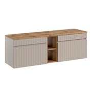 Meuble sous-vasque 140cm 2 niches Zelie Cachemire et Bois