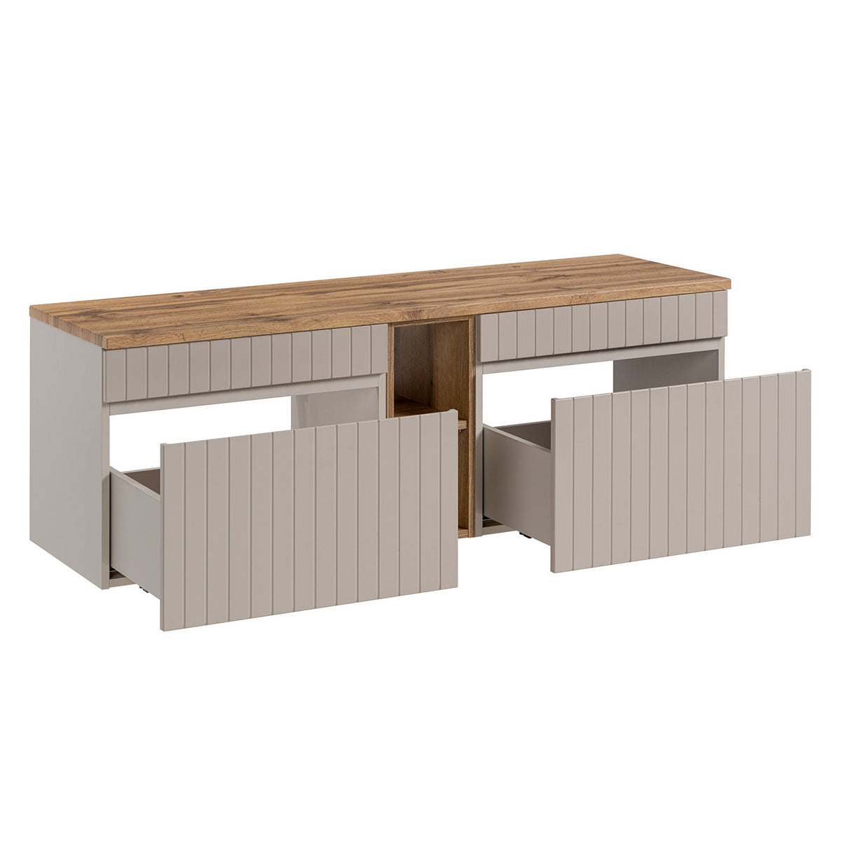 Meuble sous-vasque 140cm 2 niches Zelie Cachemire et Bois - vue 2